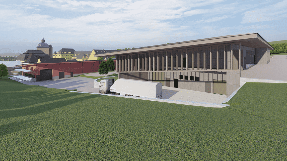 Architectural sketch: the new winery at Schloss Vollrads